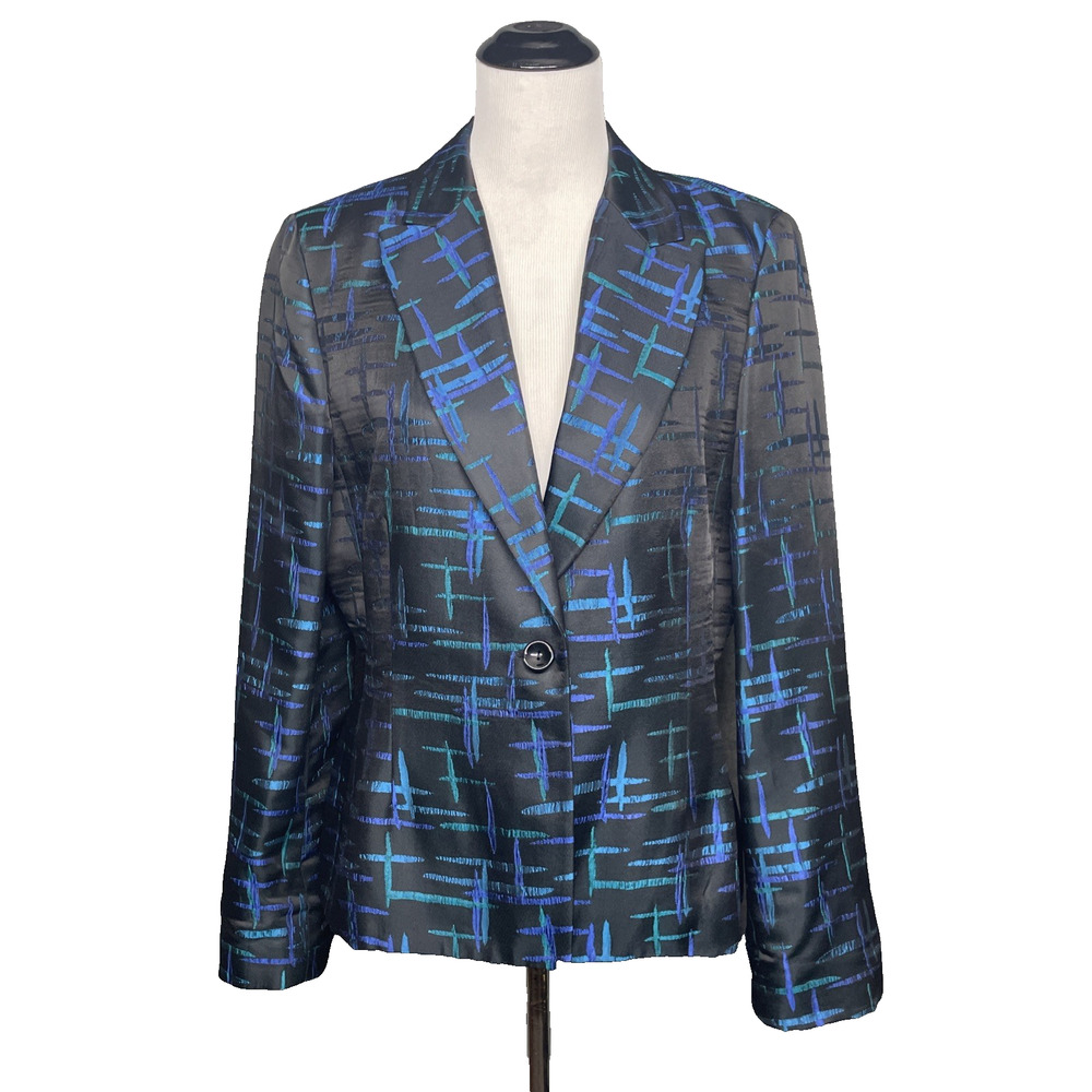 Vtg 90s Designer Garfield & Marks Bristol Jacket Women 12 Iridescent Blue Teal